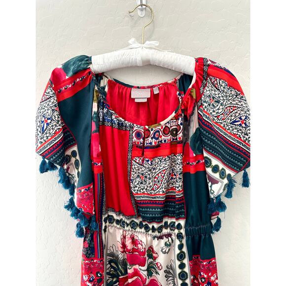ANTHROPOLOGIE | Vanessa Virginia Tassel Patchwork Peasant Dress | Size XS - Picture 3 of 9